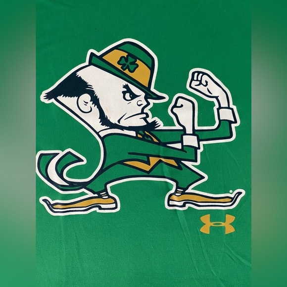 NOTRE DAME FIGHTING IRISH FOOTBALL x UNDER ARMOUR Green Logo T Shirt in Large - Picture 2 of 8